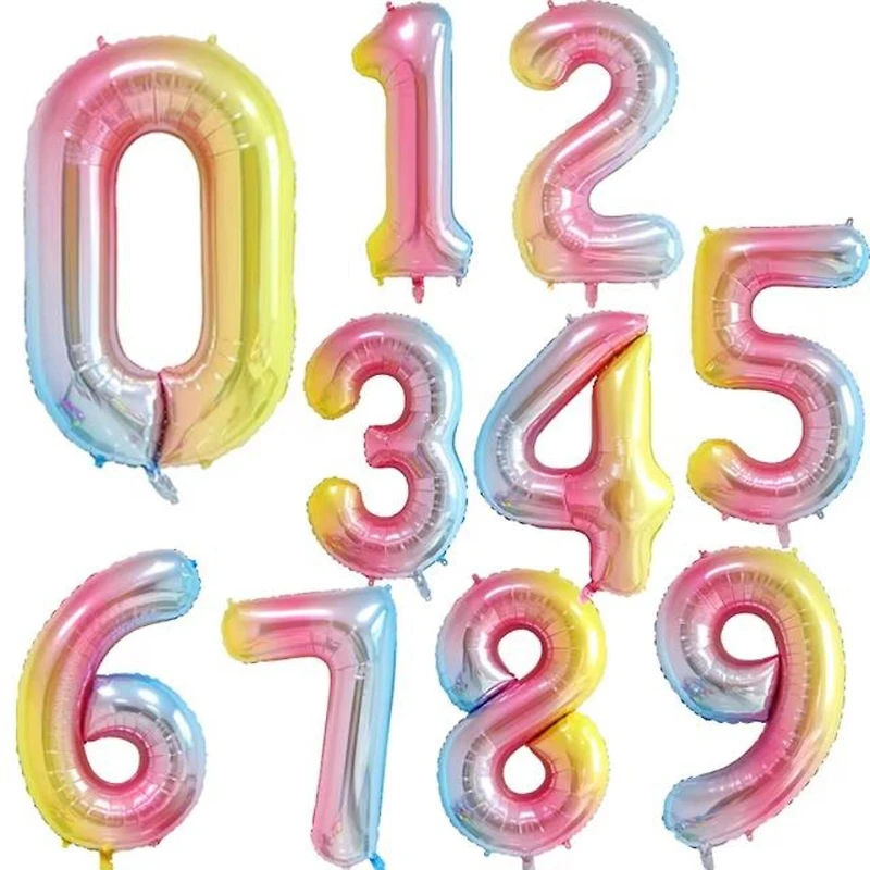 Wizardi 32" Rainbow Gradient Number Foil Balloon