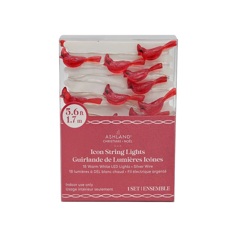 18ct. Warm White LED Cardinal String Lights on Silver Wire by Ashland®