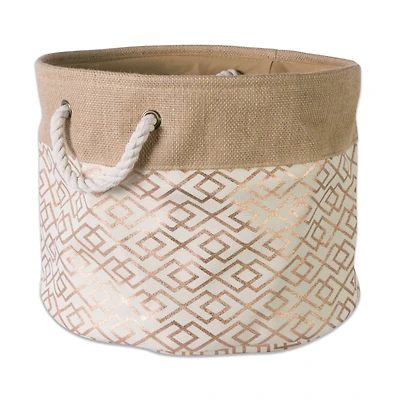 Large Bronze Burlap Diamond Round Bin