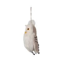 Hello Honey® 8" White, Yellow & Black Handmade Wool Felt Owl Ornament with Embroidery