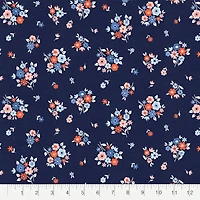 Fabric Editions Navy Carolina Bouquet Cotton Fabric