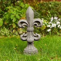 Glitzhome® 21" Gray Standing Fleur De Lis Garden Statue