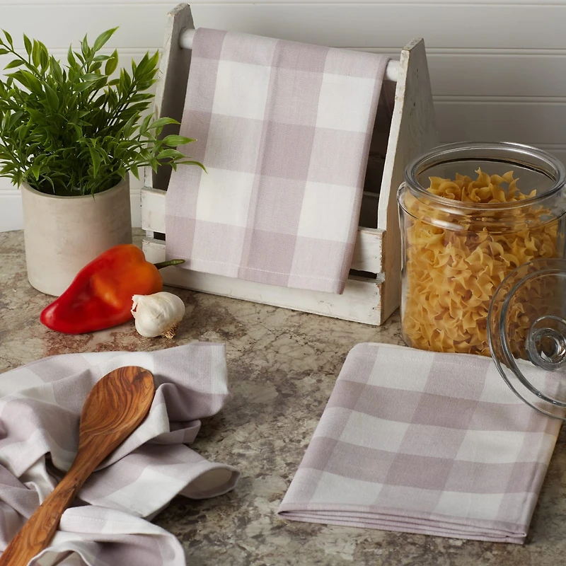 DII® Dusty Lilac Buffalo Check Dish Towels, 3ct.