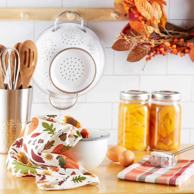 DII® Pumpkin Spice Plaid Dishtowel Set