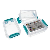 John Bead 4.5" Joy Filled Clear & Turquoise Stackable Containers With Lids