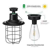 Glitzhome® 9.75" Black Metal Wire Solar Powered Hanging Lantern, 2ct.
