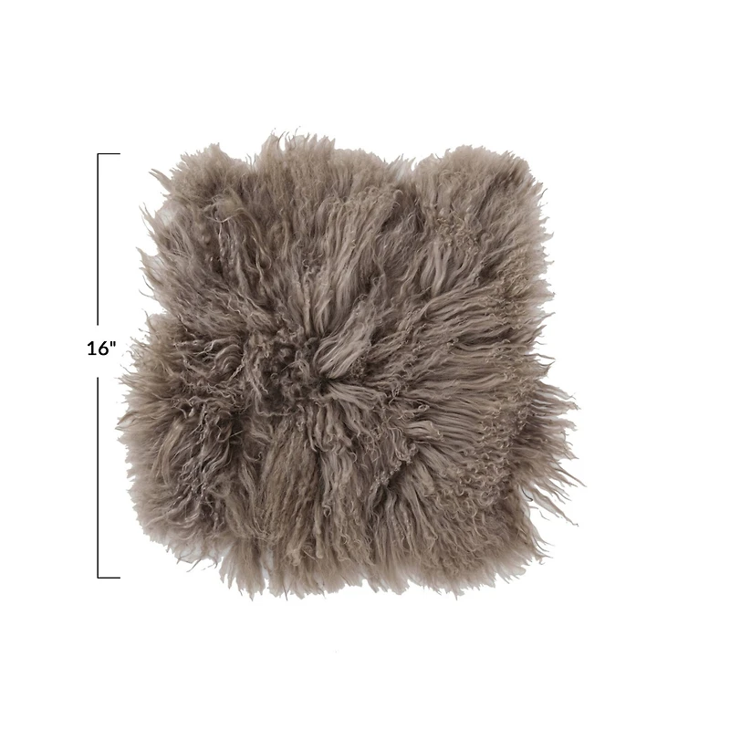 Hello Honey® 16" x 16" Charcoal Mongolian Lamb Fur Seat Cover