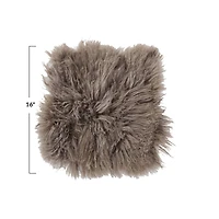 Hello Honey® 16" x 16" Charcoal Mongolian Lamb Fur Seat Cover