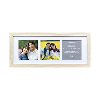 3 Opening  5" x 5" Natural Woodgrain Collage Frame with Mat by Studio Décor®
