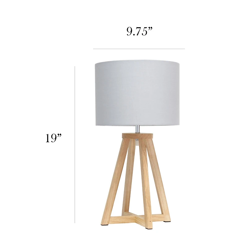 Simple Designs 19" Interlocked Triangular White Wood Table Lamp with Gray Shade