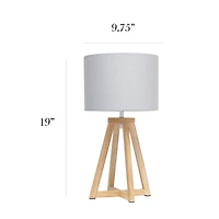 Simple Designs 19" Interlocked Triangular White Wood Table Lamp with Gray Shade
