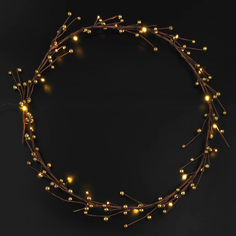 5ft. Gold Berry Branch LED Garland String Lights by Ashland®