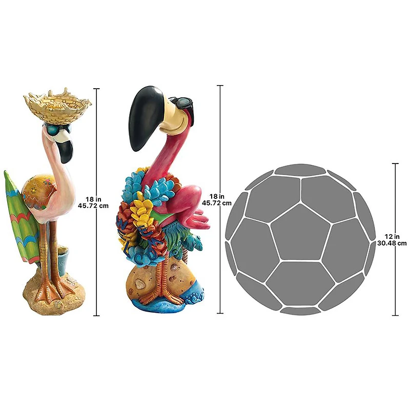 Design Toscano Luau Larry & Flamingo Frank Pink Flamingo Garden Statues Set