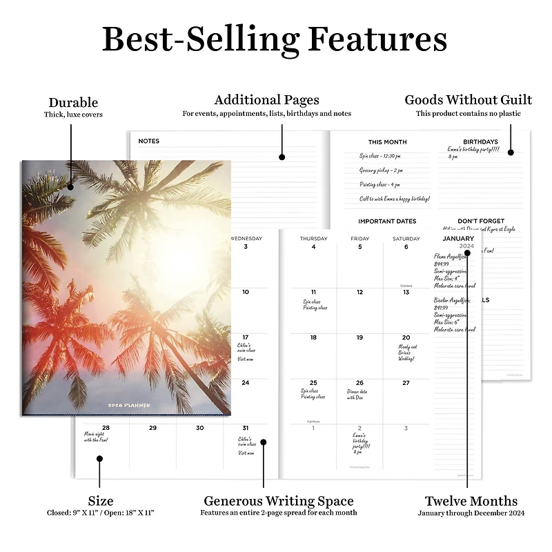 2024 Sunny Skies Large Monthly Planner