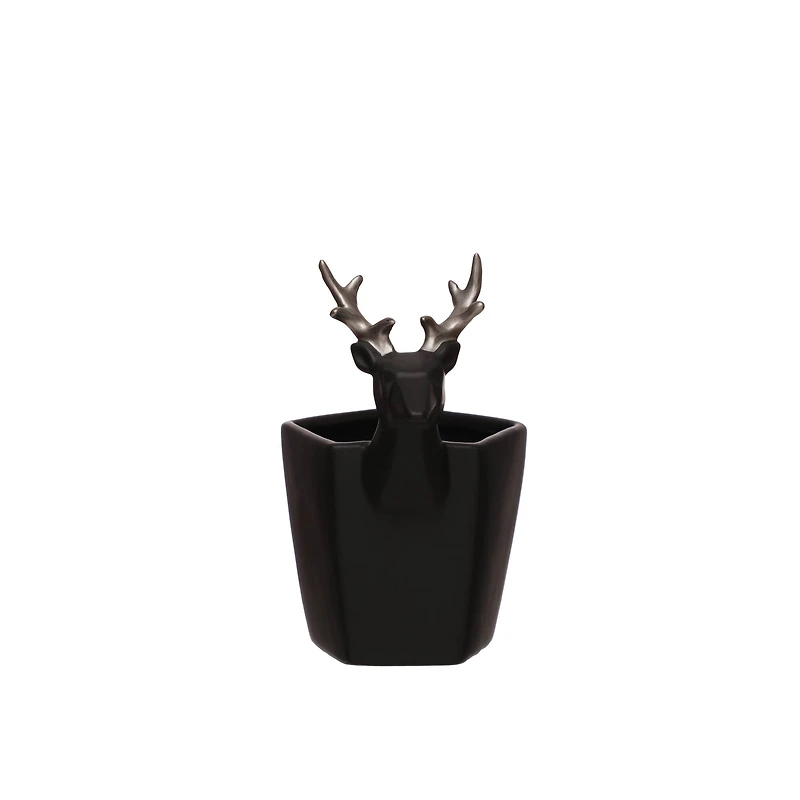 7" Black & Silver Reindeer Handle Decorative Container by Ashland®