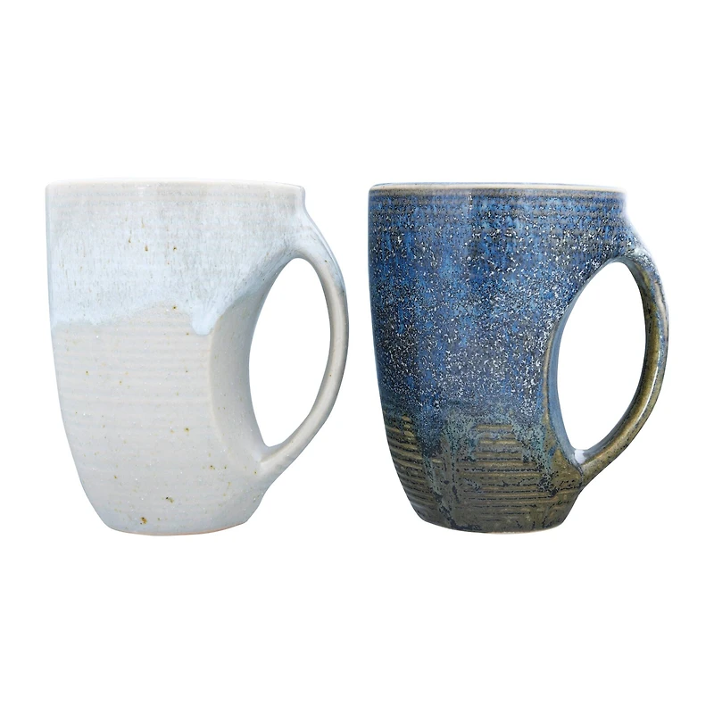 Hello Honey® 12oz. Glazed Stoneware Mug with Grip Indent Set, 2ct.