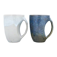 Hello Honey® 12oz. Glazed Stoneware Mug with Grip Indent Set, 2ct.