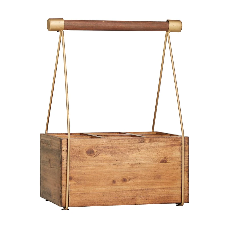 Light Brown Metal Modern Farmhouse Standing Wine Rack 16" x 12" x 8"