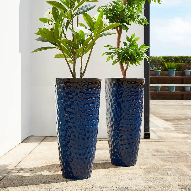 Glitzhome® 31" Eco-Friendly Honeycomb Textured Tall Plastic Planters