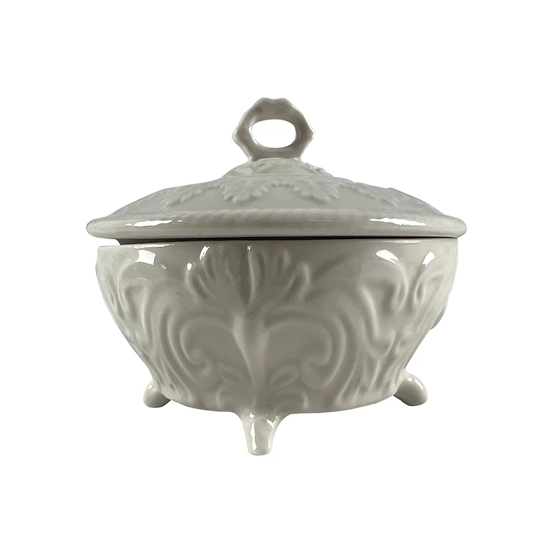 4" White Round Ceramic Jewelry Box Tabletop Décor by Ashland®