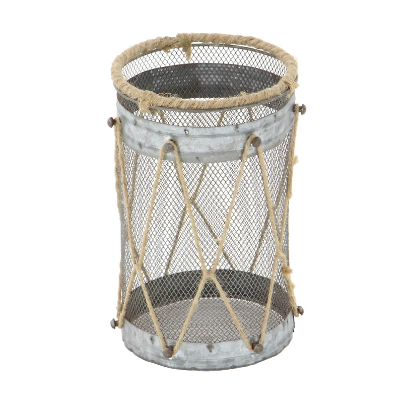 Set of 3" Silver Metal Rustic Lantern, 11", 9", 8"