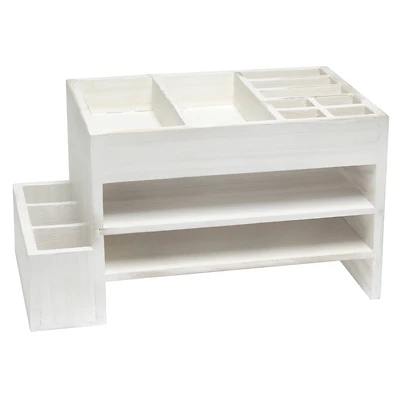 Elegant Designs Whitewash Wood Cubbies & Letter Tray Desk Organizer