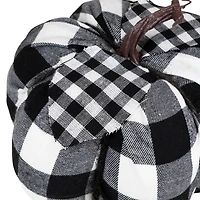 6.25" Black & White Buffalo Check Pumpkin Tabletop Décor