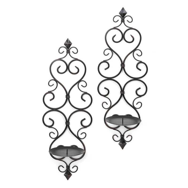 15.75" Fleur-De-Lis Candle Wall Sconce, 2ct.