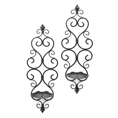 15.75" Fleur-De-Lis Candle Wall Sconce, 2ct.