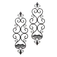 15.75" Fleur-De-Lis Candle Wall Sconce, 2ct.