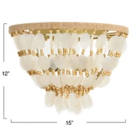 Hello Honey® 15" Round Capiz and Wood Bead Flush Mount Ceiling Light