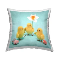 Stupell Industries Spring Chicks with Daffodil Outdoor Printed Pillow