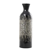 27" Black Capiz Shell Handmade Vase with Gray Ombre Design