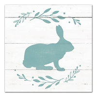 Teal Bunny Silhouette Canvas Art
