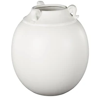 11" White Ceramic Minimalistic Vase with Scroll Handles