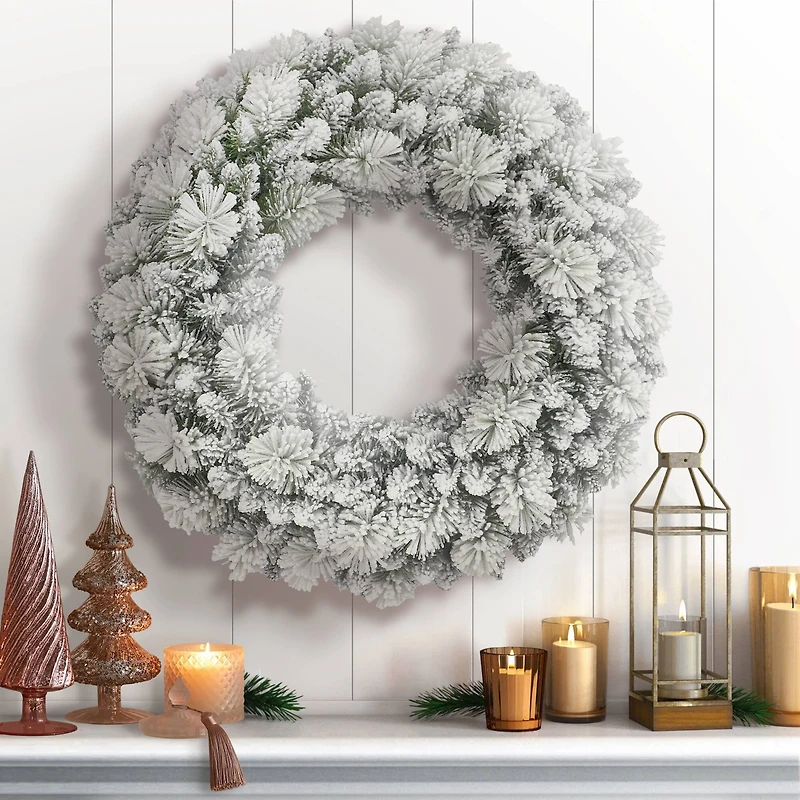 32" Flocked Spruce Wreath