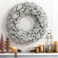 32" Flocked Spruce Wreath