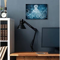 Stupell Industries Underwater Octopus Tentacles Blue White Nautical Design Canvas Wall Art