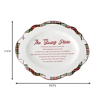 14.25" Green & Red Plaid Ceramic Giving Plate by Ashland®