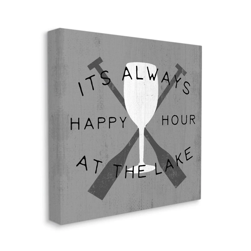 Stupell Industries Gray Always Happy Hour At the Lake Quote Wall Art