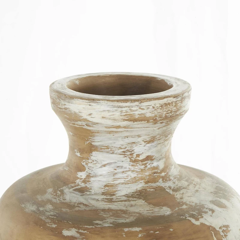 Brown Ceramic Antique Style Distressed Patina Vase