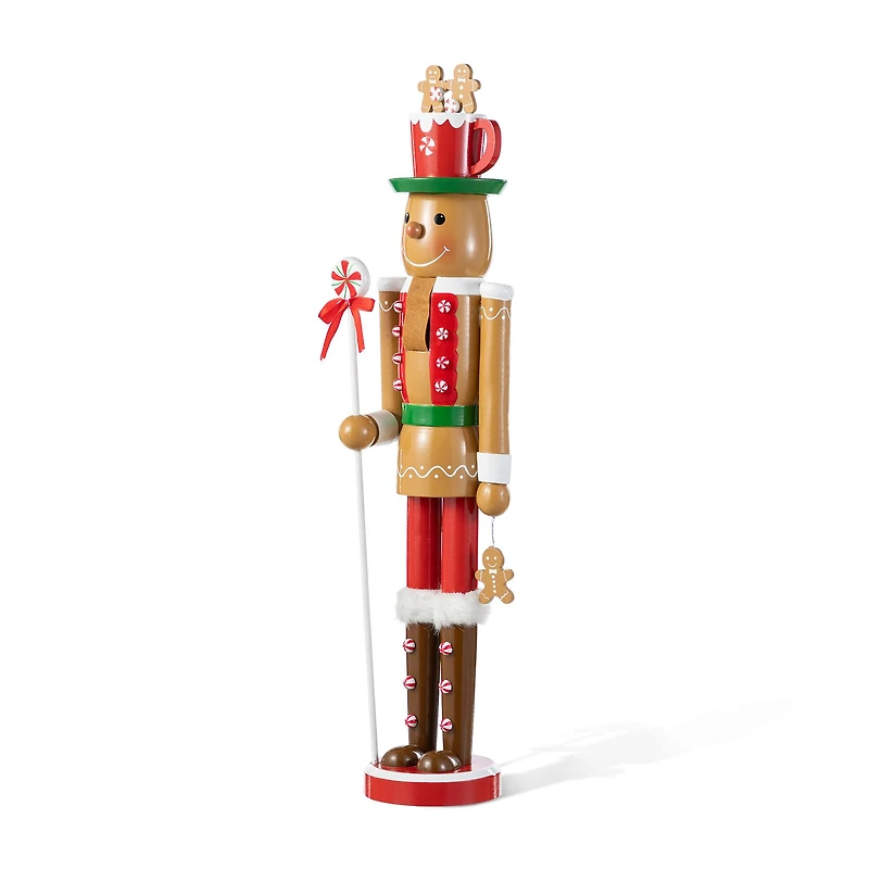 Glitzhome® 24"H Wooden Christmas Gingerbread Man Nutcracker