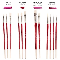 Hello, Artist! Short Handle White Taklon 12 Piece Brush Set