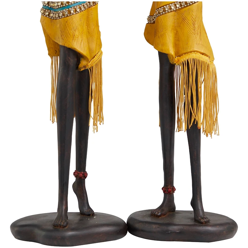 Handmade Polystone African Inspired Sculpture Set