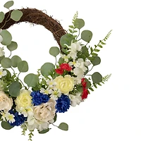 24" Americana Mixed Floral Patriotic Grapevine Wreath