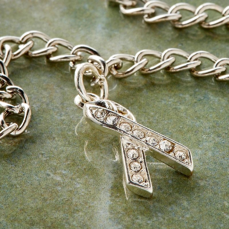 Charmalong™ Silver Plated & Stone Paved Ribbon Charm by Bead Landing™