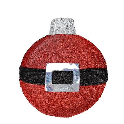 17.25" Pre-Lit Red & Black Christmas Ball Ornament Wall Décor