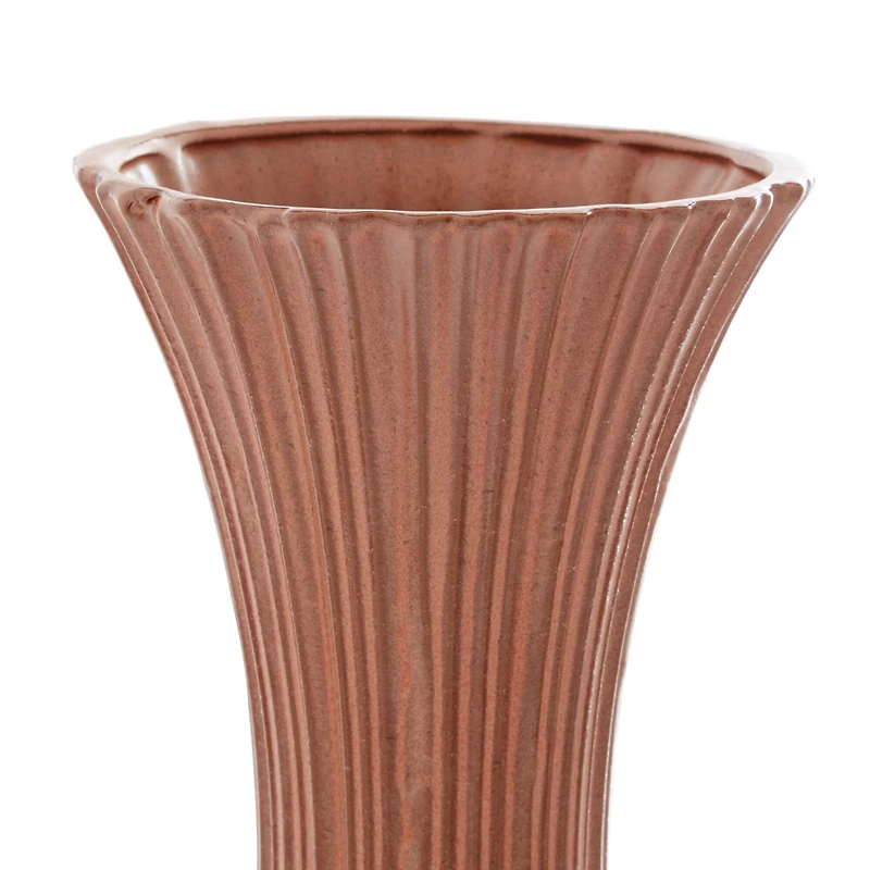 Rust Ceramic Modern Vase, 20" x 8" x 8"