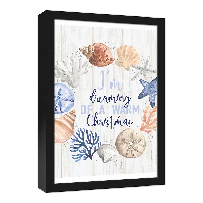 18" Dreaming of a Warm Christmas Black Framed Wall Canvas