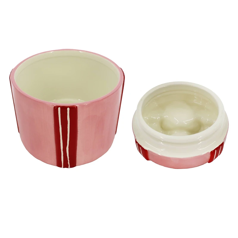 6.5" Pink & Red Gift Ceramic Container with Lid by Ashland®
